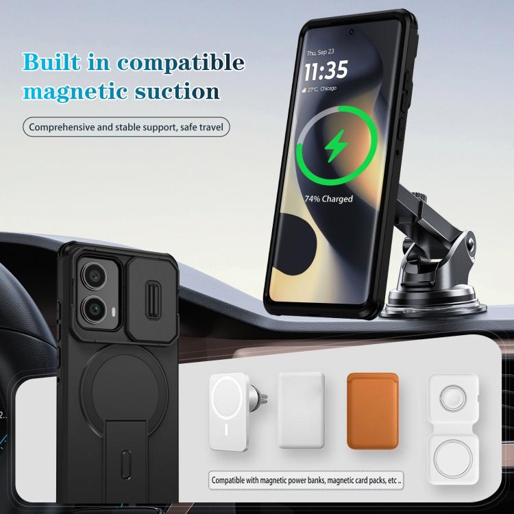 For Motorola Edge 2024 Sliding Camshield MagSafe Holder Phone Case