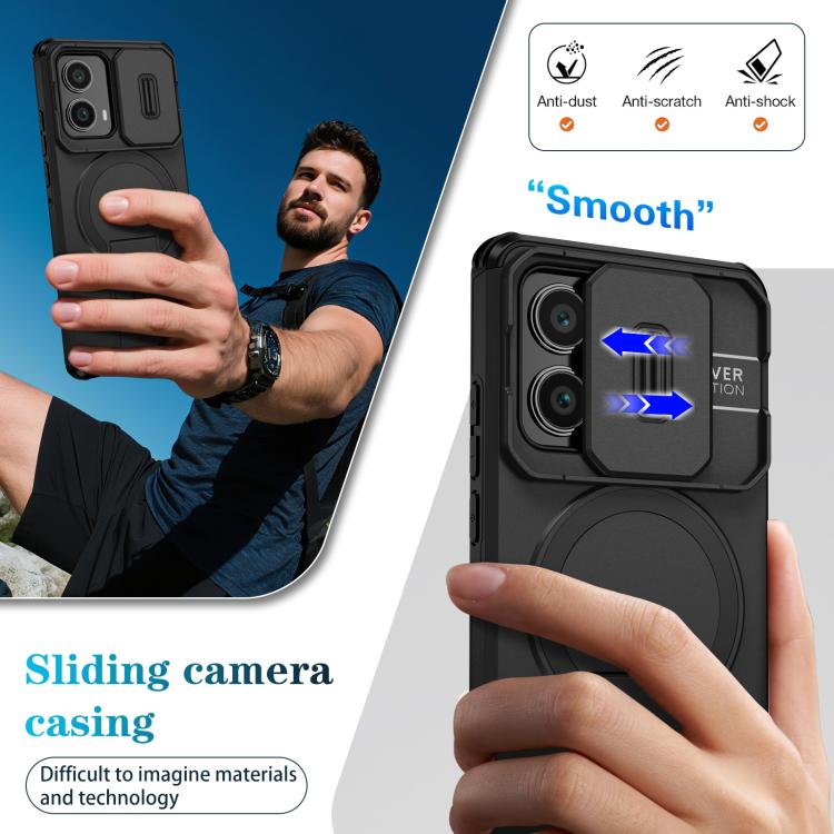 For Motorola Edge 2024 Sliding Camshield MagSafe Holder Phone Case