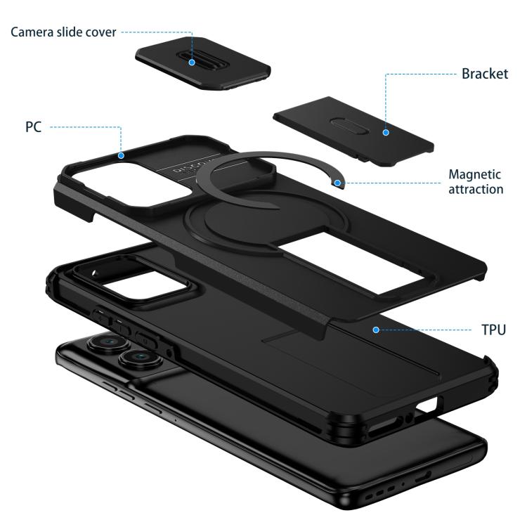 For Motorola Edge 2024 Sliding Camshield MagSafe Holder Phone Case