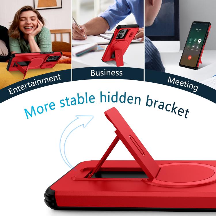 For Motorola Edge 2024 Sliding Camshield MagSafe Holder Phone Case