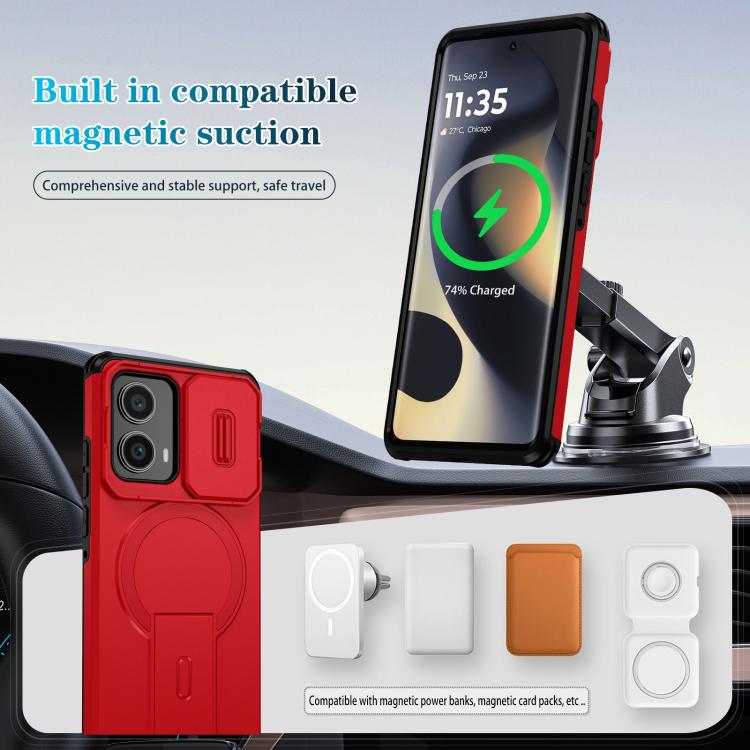 For Motorola Edge 2024 Sliding Camshield MagSafe Holder Phone Case