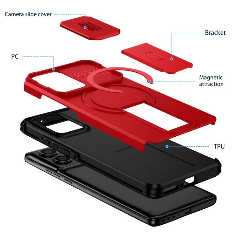 For Motorola Edge 2024 Sliding Camshield MagSafe Holder Phone Case