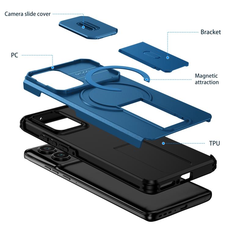 For Motorola Edge 2024 Sliding Camshield MagSafe Holder Phone Case