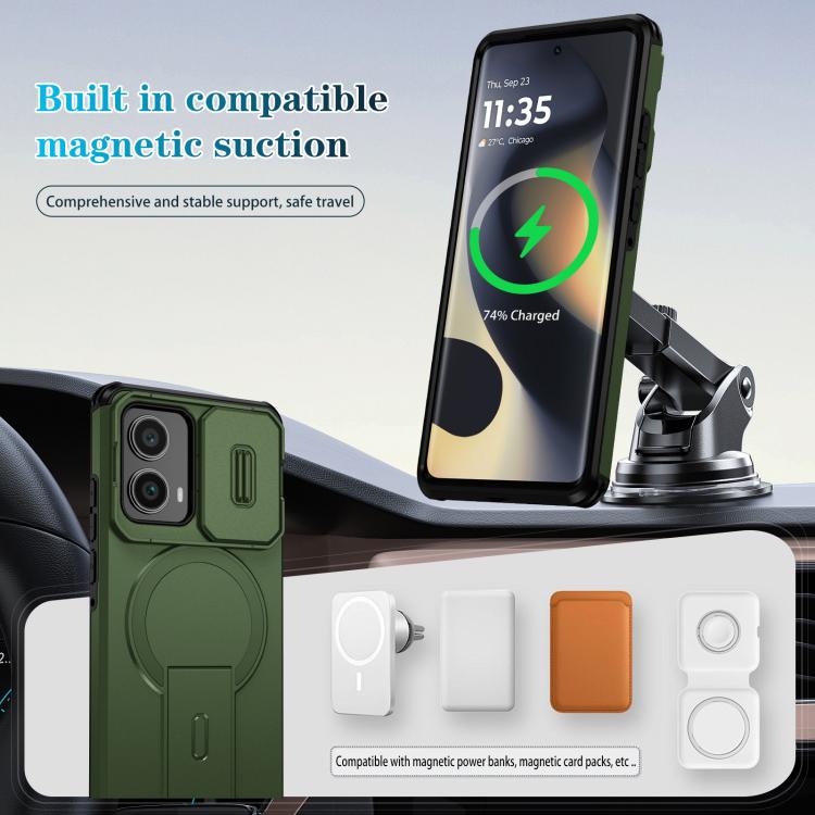 For Motorola Edge 2024 Sliding Camshield MagSafe Holder Phone Case