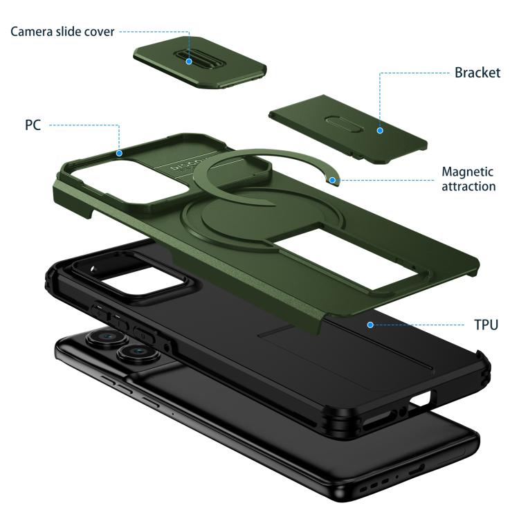 For Motorola Edge 2024 Sliding Camshield MagSafe Holder Phone Case