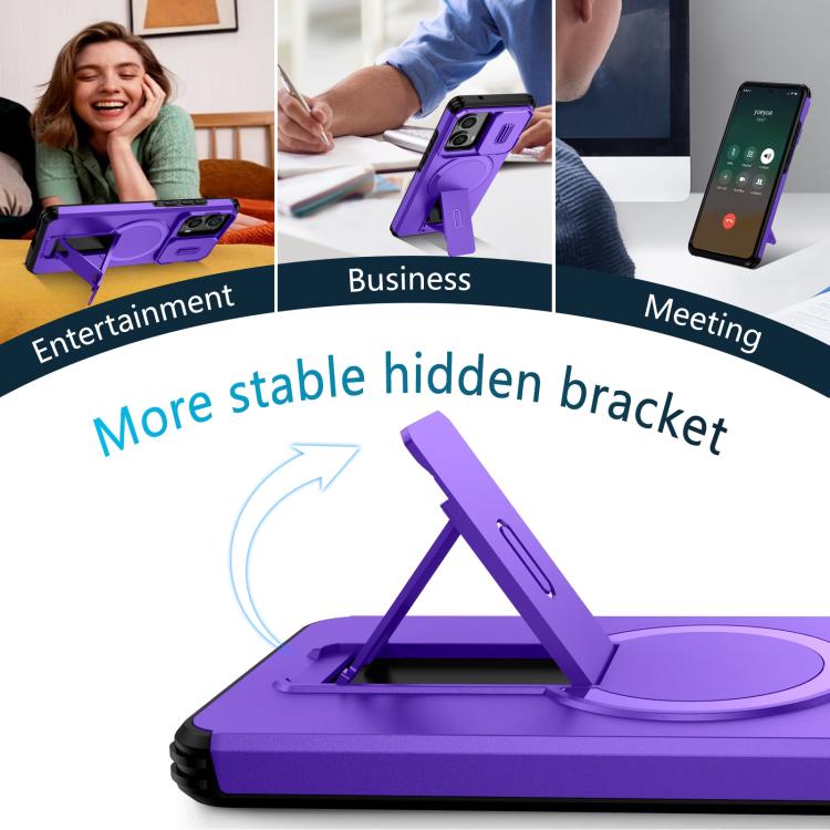 For Motorola Edge 2024 Sliding Camshield MagSafe Holder Phone Case
