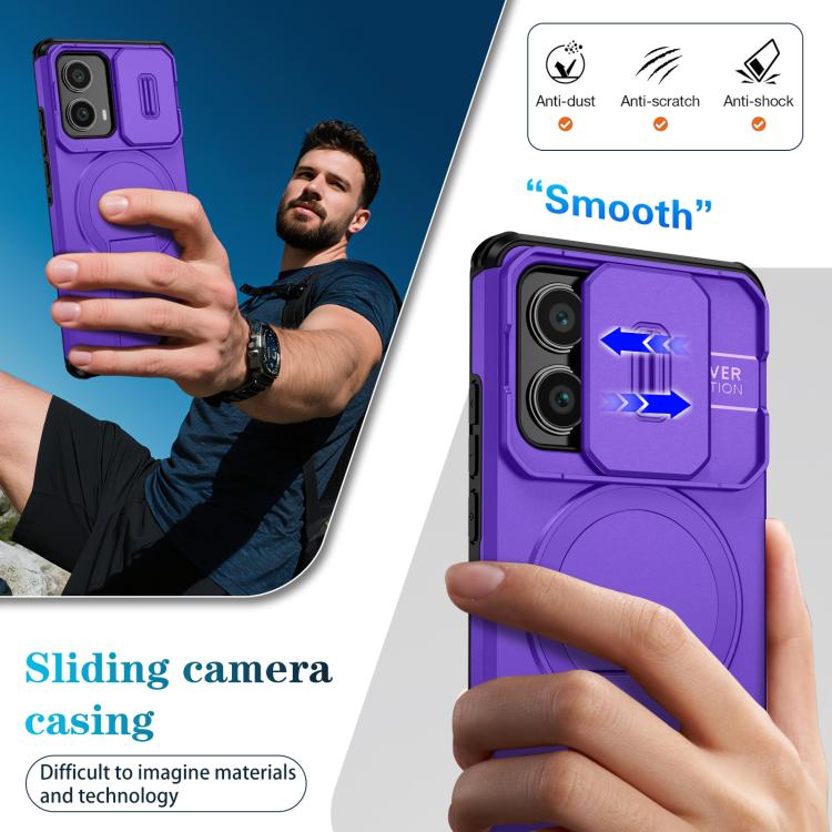 For Motorola Edge 2024 Sliding Camshield MagSafe Holder Phone Case