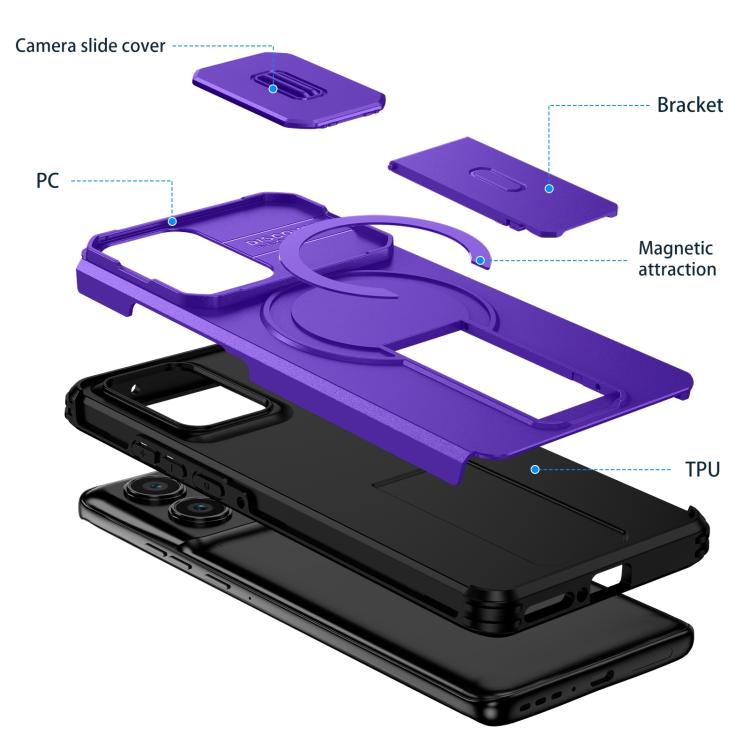 For Motorola Edge 2024 Sliding Camshield MagSafe Holder Phone Case