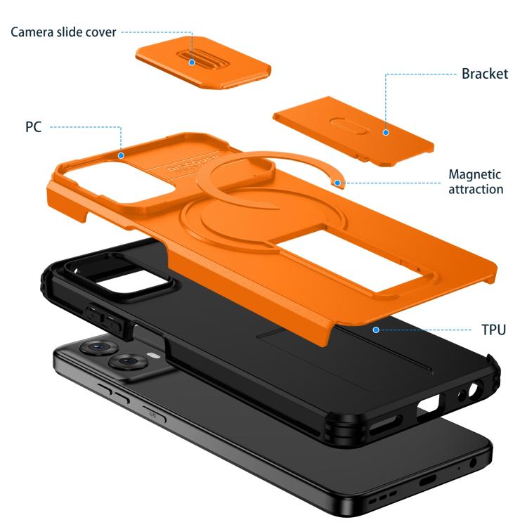 For Motorola Moto G 5G / G Play 5G 2024 Sliding Camshield MagSafe Holder Phone Case