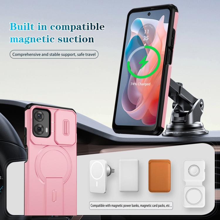 For Motorola Moto G 5G / G Play 5G 2024 Sliding Camshield MagSafe Holder Phone Case