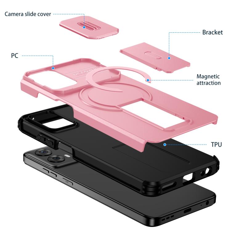 For Motorola Moto G 5G / G Play 5G 2024 Sliding Camshield MagSafe Holder Phone Case