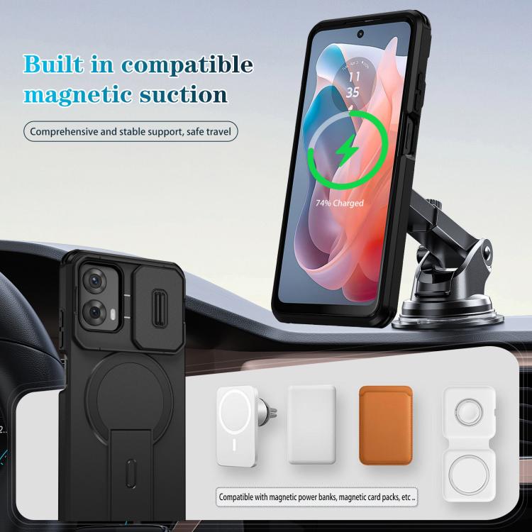 For Motorola Moto G 5G / G Play 5G 2024 Sliding Camshield MagSafe Holder Phone Case