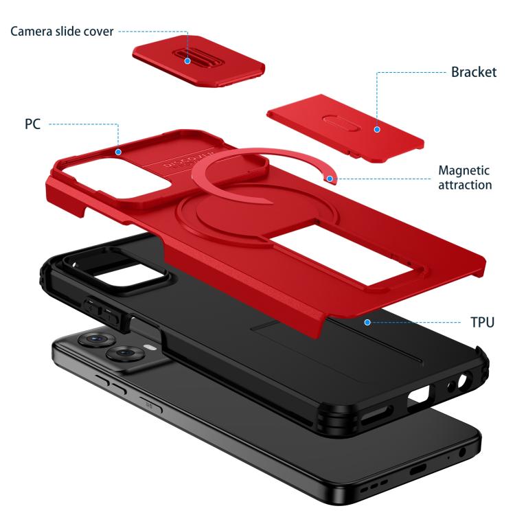 For Motorola Moto G 5G / G Play 5G 2024 Sliding Camshield MagSafe Holder Phone Case