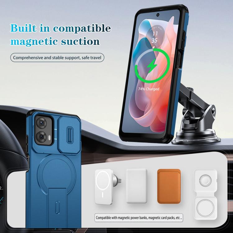 For Motorola Moto G 5G / G Play 5G 2024 Sliding Camshield MagSafe Holder Phone Case
