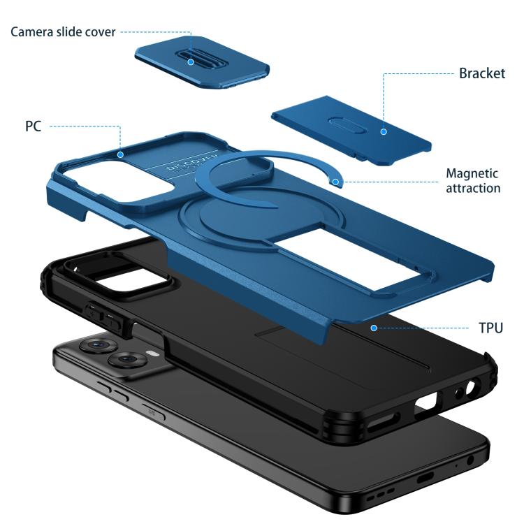 For Motorola Moto G 5G / G Play 5G 2024 Sliding Camshield MagSafe Holder Phone Case