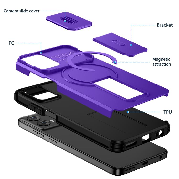 For Motorola Moto G 5G / G Play 5G 2024 Sliding Camshield MagSafe Holder Phone Case