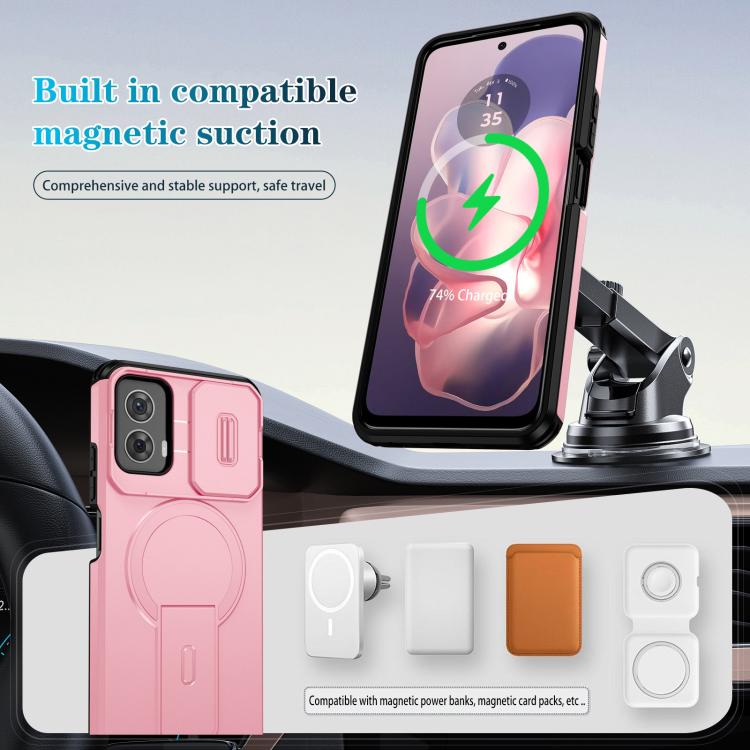 For Motorola Moto G 5G Power 2024 Sliding Camshield MagSafe Holder Phone Case