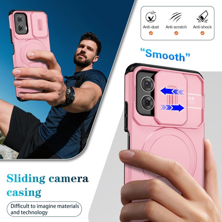 For Motorola Moto G 5G Power 2024 Sliding Camshield MagSafe Holder Phone Case