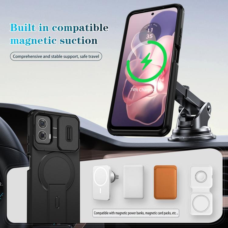 For Motorola Moto G 5G Power 2024 Sliding Camshield MagSafe Holder Phone Case