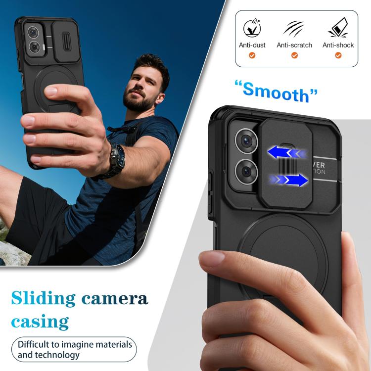 For Motorola Moto G 5G Power 2024 Sliding Camshield MagSafe Holder Phone Case
