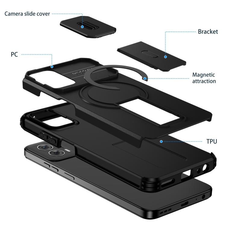 For Motorola Moto G 5G Power 2024 Sliding Camshield MagSafe Holder Phone Case