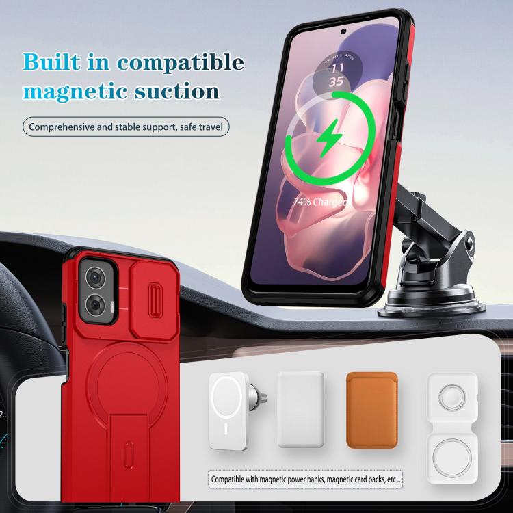For Motorola Moto G 5G Power 2024 Sliding Camshield MagSafe Holder Phone Case
