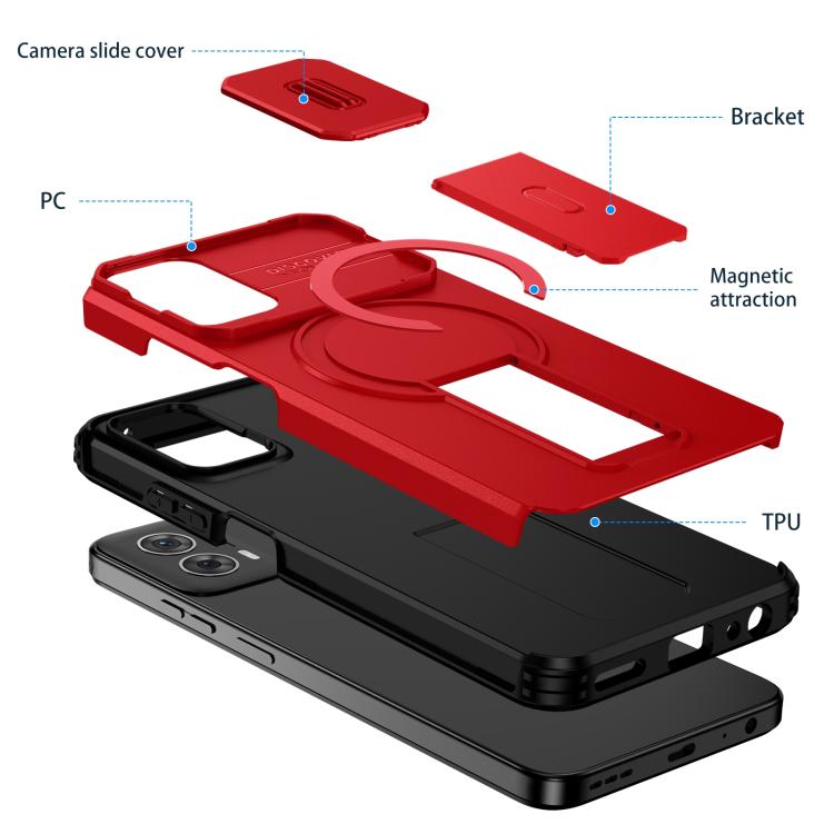 For Motorola Moto G 5G Power 2024 Sliding Camshield MagSafe Holder Phone Case