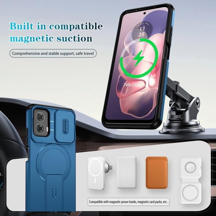 For Motorola Moto G 5G Power 2024 Sliding Camshield MagSafe Holder Phone Case