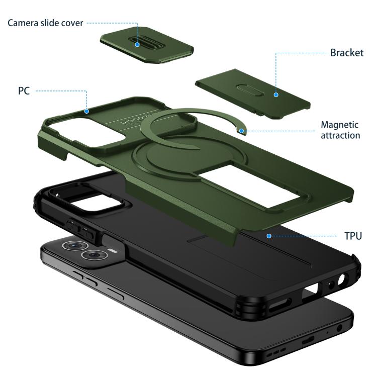 For Motorola Moto G 5G Power 2024 Sliding Camshield MagSafe Holder Phone Case