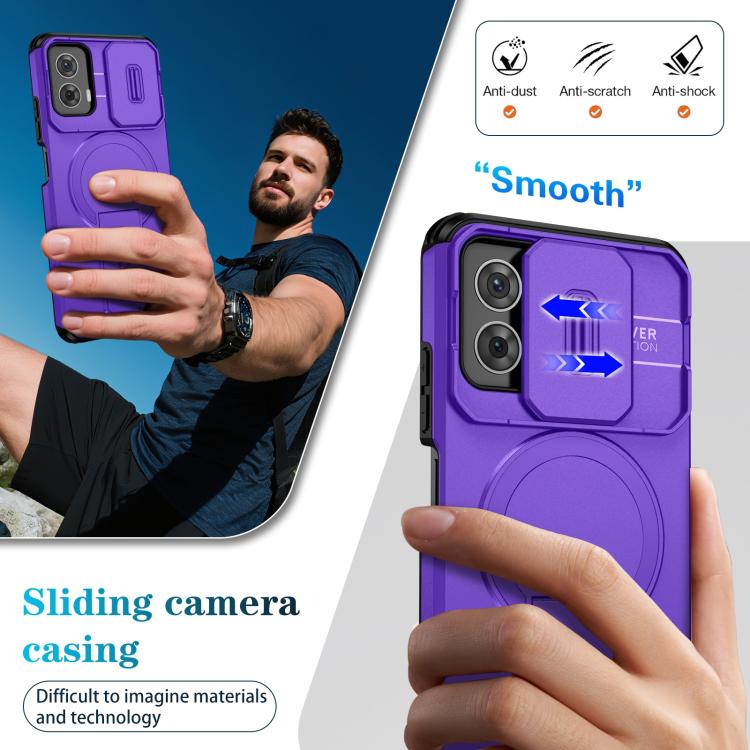 For Motorola Moto G 5G Power 2024 Sliding Camshield MagSafe Holder Phone Case