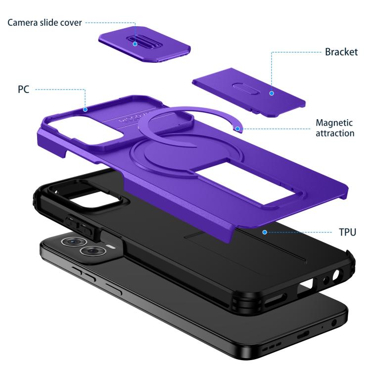For Motorola Moto G 5G Power 2024 Sliding Camshield MagSafe Holder Phone Case