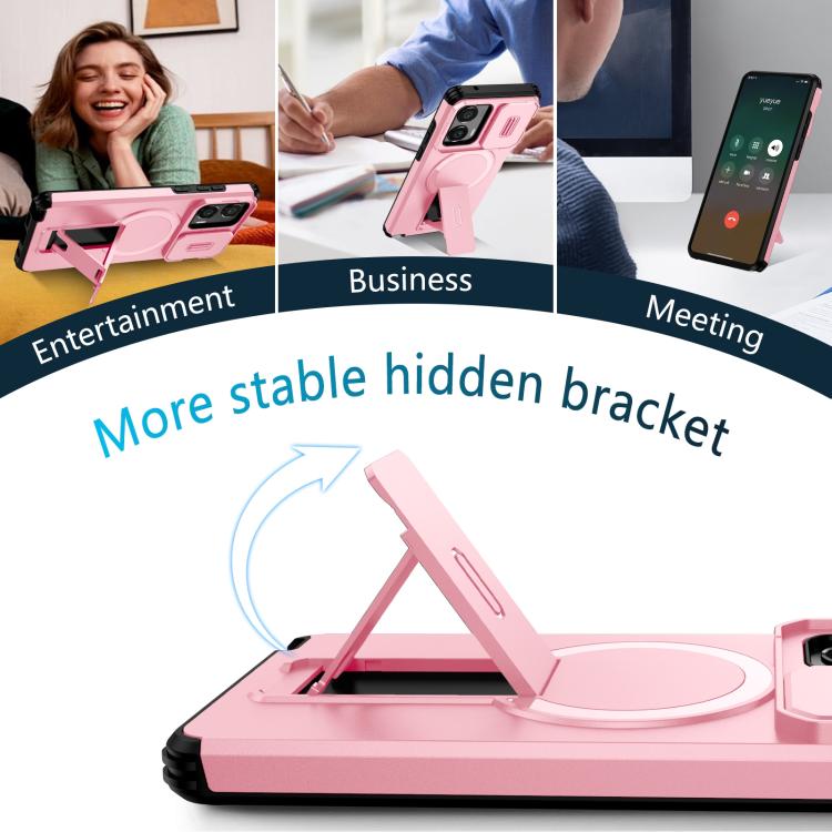 For Motorola Moto G Stylus 2024 Sliding Camshield MagSafe Holder Phone Case