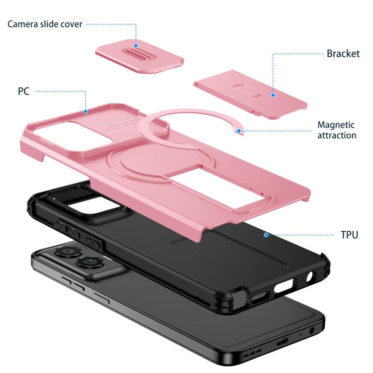 For Motorola Moto G Stylus 2024 Sliding Camshield MagSafe Holder Phone Case