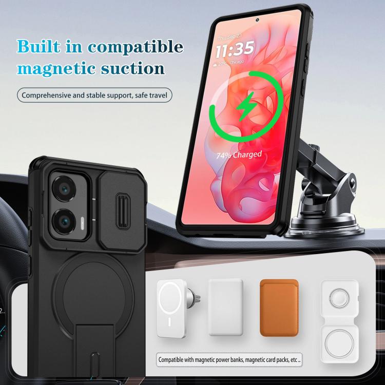 For Motorola Moto G Stylus 2024 Sliding Camshield MagSafe Holder Phone Case