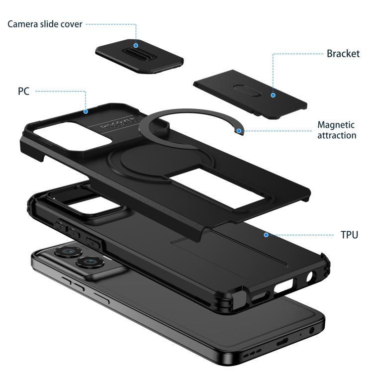 For Motorola Moto G Stylus 2024 Sliding Camshield MagSafe Holder Phone Case