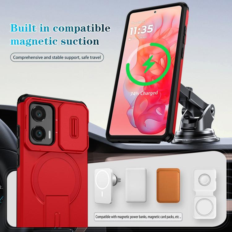 For Motorola Moto G Stylus 2024 Sliding Camshield MagSafe Holder Phone Case