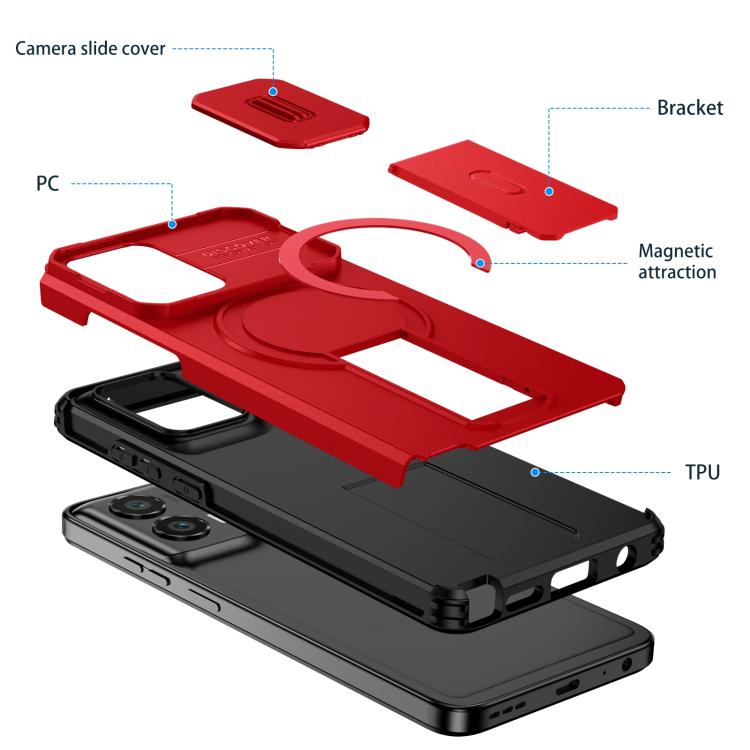 For Motorola Moto G Stylus 2024 Sliding Camshield MagSafe Holder Phone Case