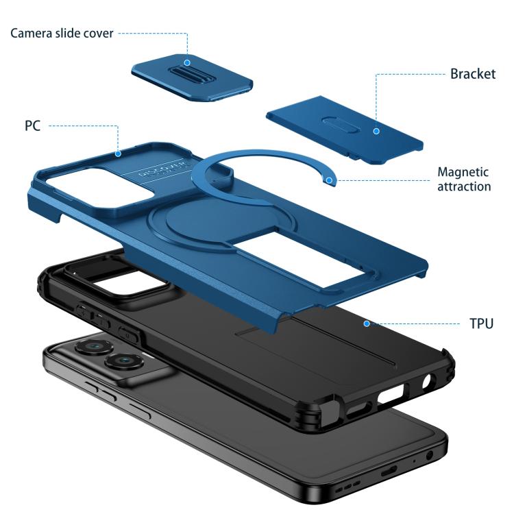 For Motorola Moto G Stylus 2024 Sliding Camshield MagSafe Holder Phone Case