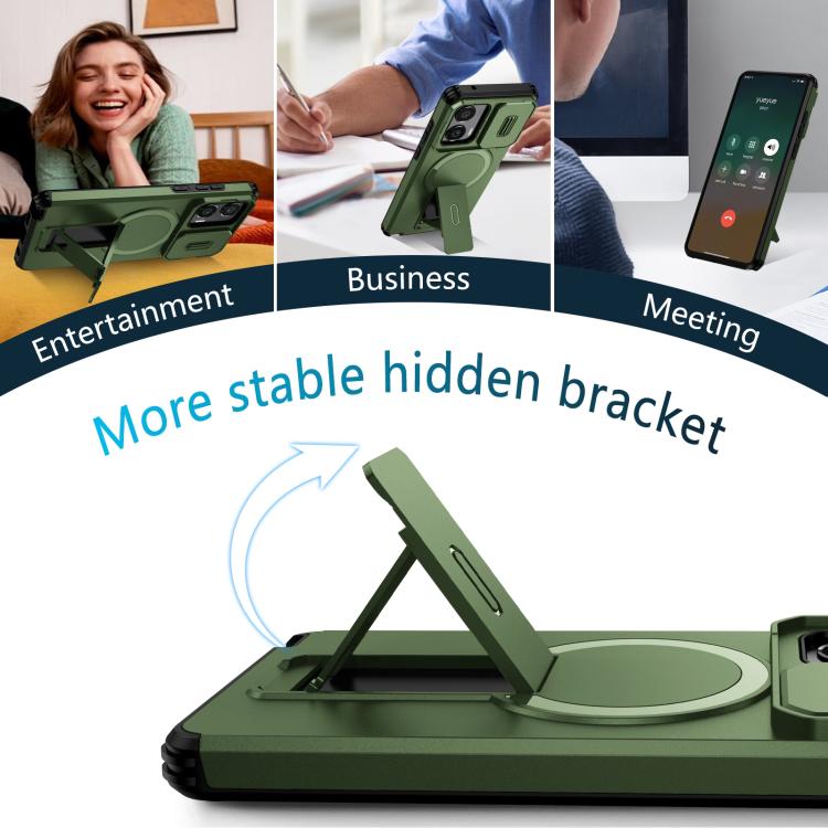 For Motorola Moto G Stylus 2024 Sliding Camshield MagSafe Holder Phone Case