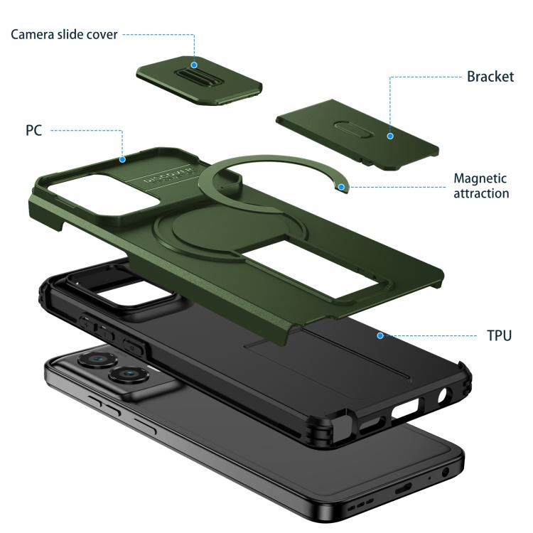 For Motorola Moto G Stylus 2024 Sliding Camshield MagSafe Holder Phone Case