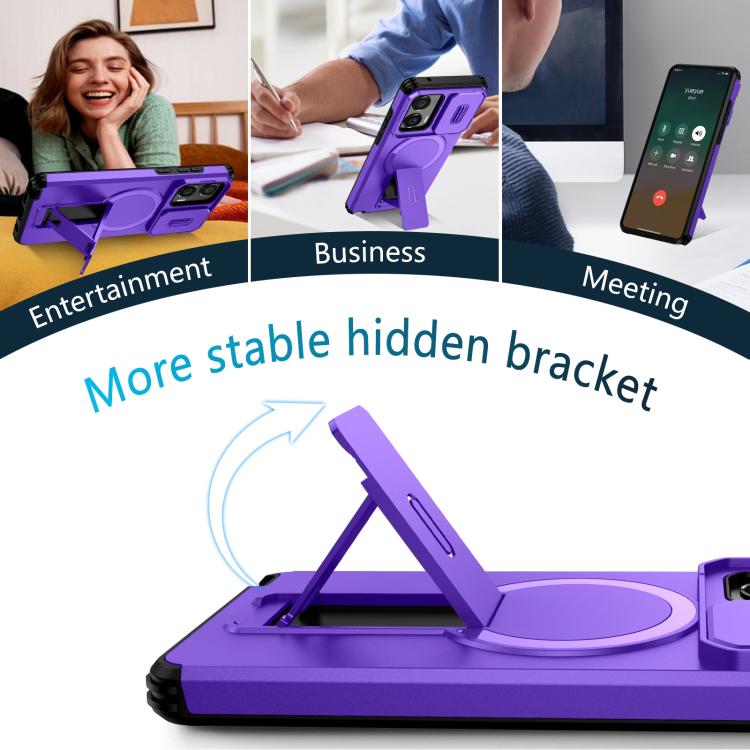 For Motorola Moto G Stylus 2024 Sliding Camshield MagSafe Holder Phone Case