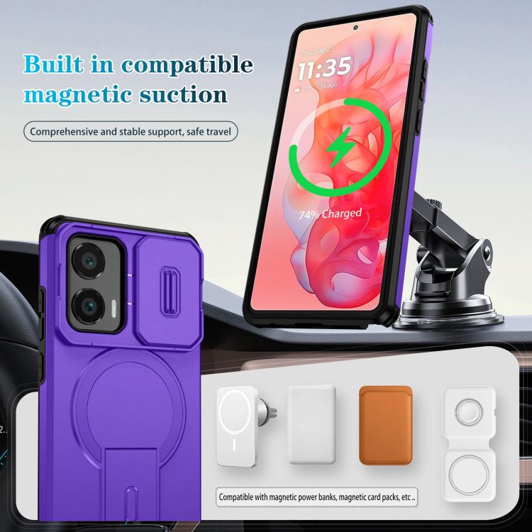 For Motorola Moto G Stylus 2024 Sliding Camshield MagSafe Holder Phone Case