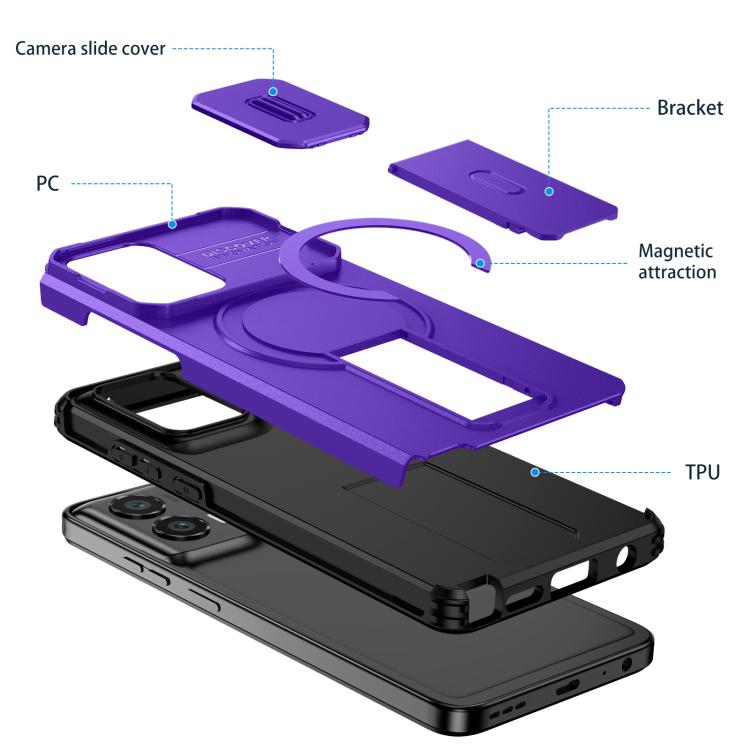For Motorola Moto G Stylus 2024 Sliding Camshield MagSafe Holder Phone Case