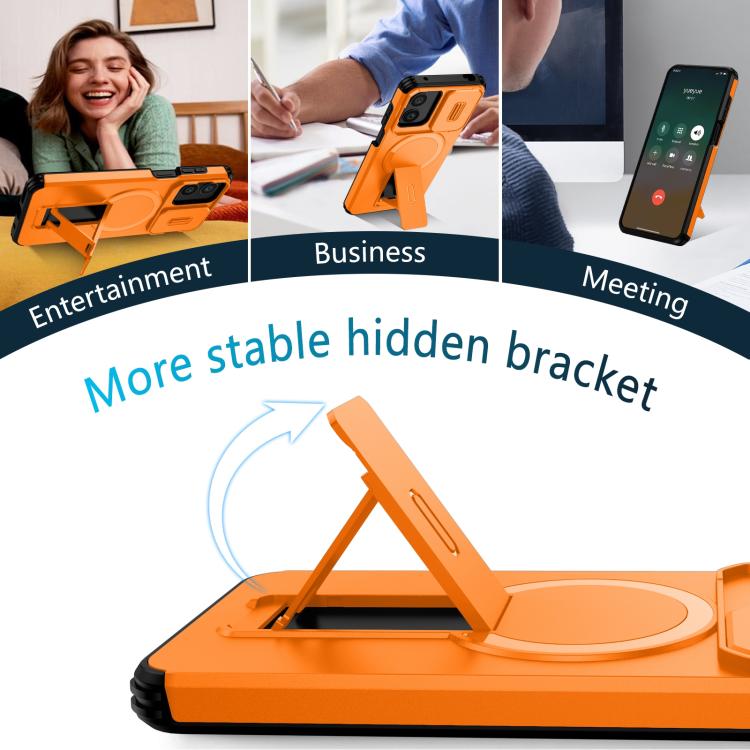For Motorola Moto G Play 4G 2024 / G22 Sliding Camshield MagSafe Holder Phone Case