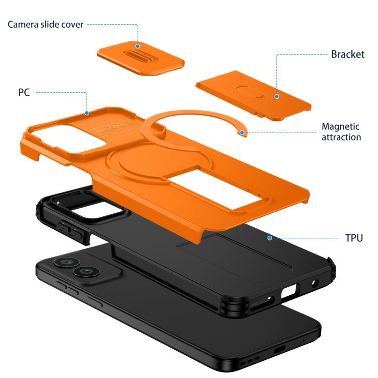 For Motorola Moto G Play 4G 2024 / G22 Sliding Camshield MagSafe Holder Phone Case