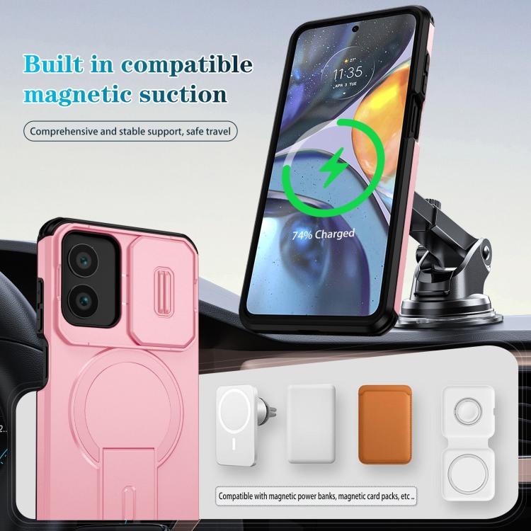 For Motorola Moto G Play 4G 2024 / G22 Sliding Camshield MagSafe Holder Phone Case