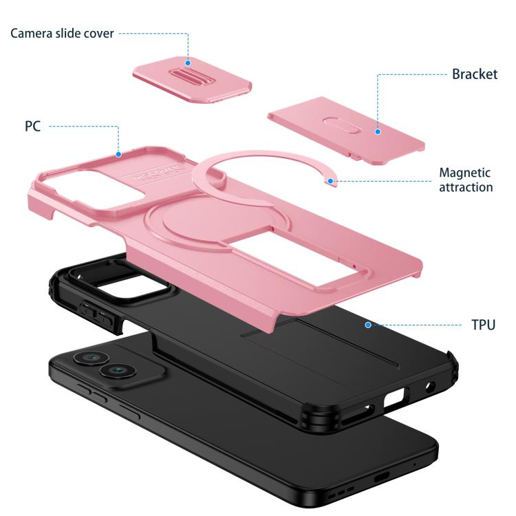 For Motorola Moto G Play 4G 2024 / G22 Sliding Camshield MagSafe Holder Phone Case