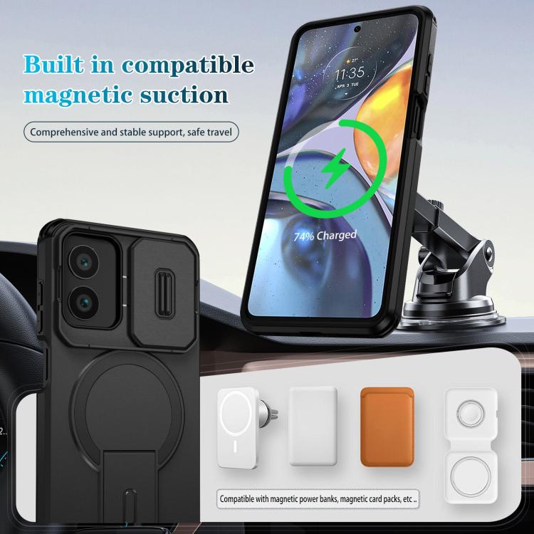 For Motorola Moto G Play 4G 2024 / G22 Sliding Camshield MagSafe Holder Phone Case