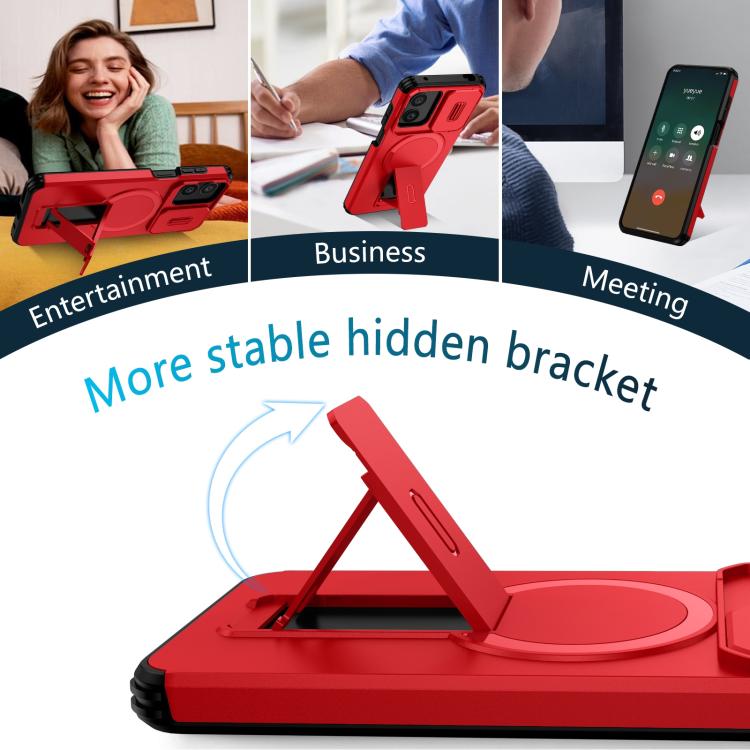 For Motorola Moto G Play 4G 2024 / G22 Sliding Camshield MagSafe Holder Phone Case