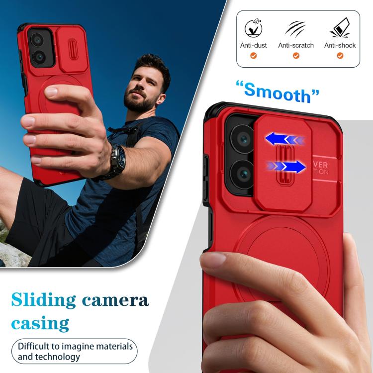 For Motorola Moto G Play 4G 2024 / G22 Sliding Camshield MagSafe Holder Phone Case